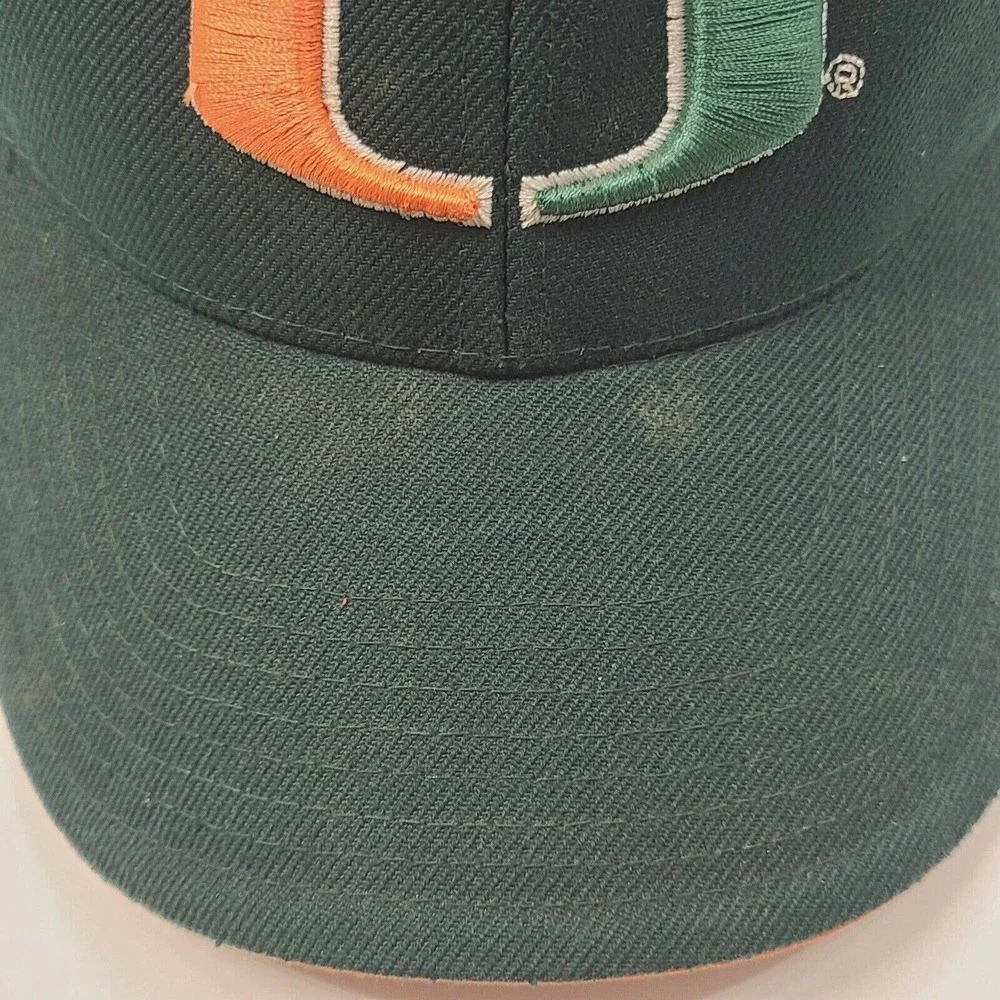 Miami Hurricanes Hat Size 6 7/8 NCAA Green Fitted Hat‎ Cap Just Sports Canes
